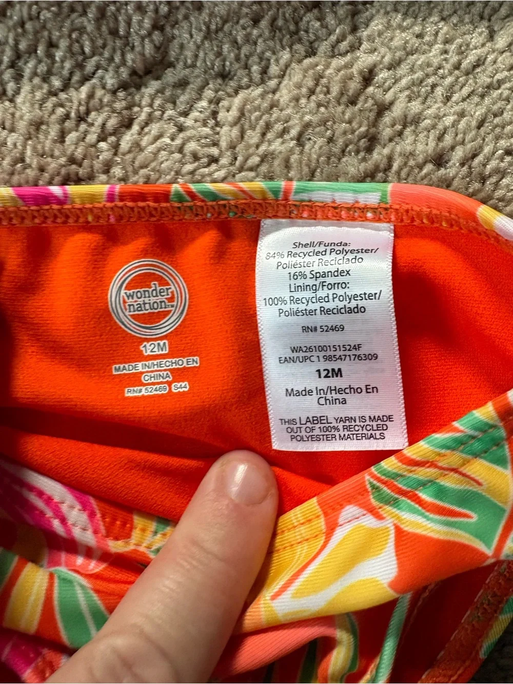 wonder nation Orange Tropical Floral Baby Bikini Set